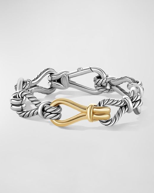 David Yurman Metallic Thoroughbred Loop Chain Bracelet With 18k Gold In Silver, 14mm