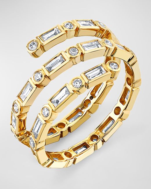 Sydney Evan Metallic 14k Yellow Gold Diamond Coil Ring, Size 6.5
