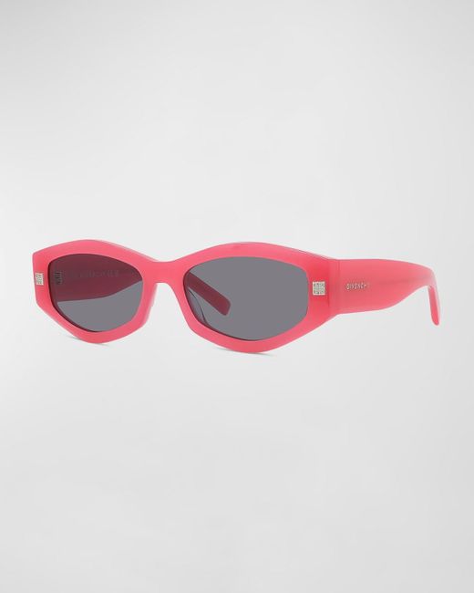Givenchy Pink Gv Day Geometric Acetate Oval Sunglasses