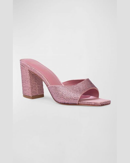 Black Suede Studio Pink Dia Crystal Mule Sandals