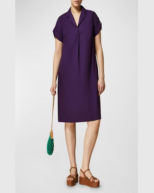 Marina Rinaldi Purple Plus Size Grazia Cotton Poplin Shirtdress