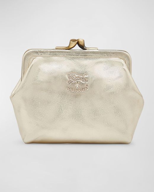 Il Bisonte Natural Manuela Classic Metallic Leather Coin Bag