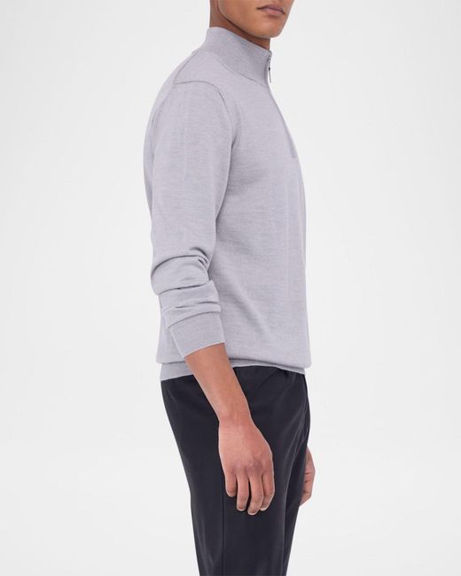 Bugatchi Gray Apos;S Wool Quarter-Zip Sweater for men