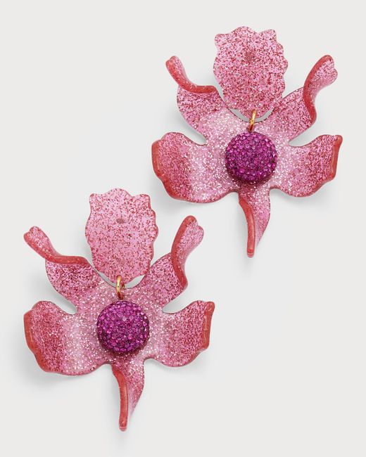Lele Sadoughi Pink Crystal Lily Earrings, Cherry Red