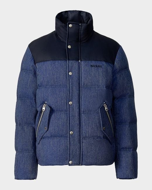 Mackage Blue Apos;S Everett Technical Denim Puffer Jacket for men
