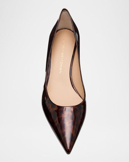 Stuart Weitzman Brown Stuart Power Tortoise Leather Pumps