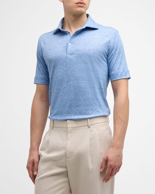Baldassari Blue Reda Active Wool-linen Polo Shirt for men