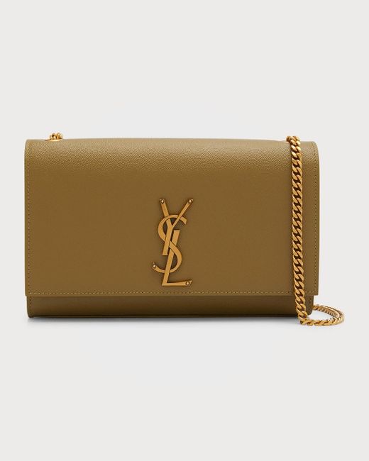 Saint Laurent Kate Medium Ysl Crossbody Bag In Grained Leather in Natural |  Lyst