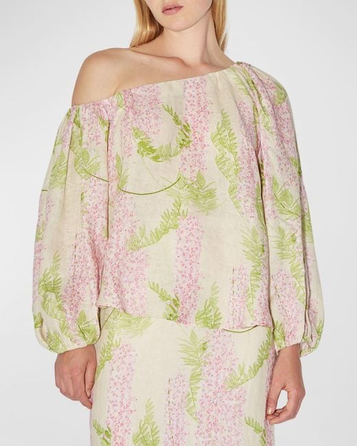 BERNADETTE Multicolor Raquel Floral-Print Off-The-Shoulder Linen Top