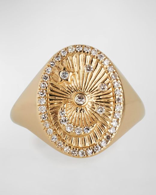 Kastel Jewelry Metallic Celestial Textured Oval Pinky Ring, Size 4