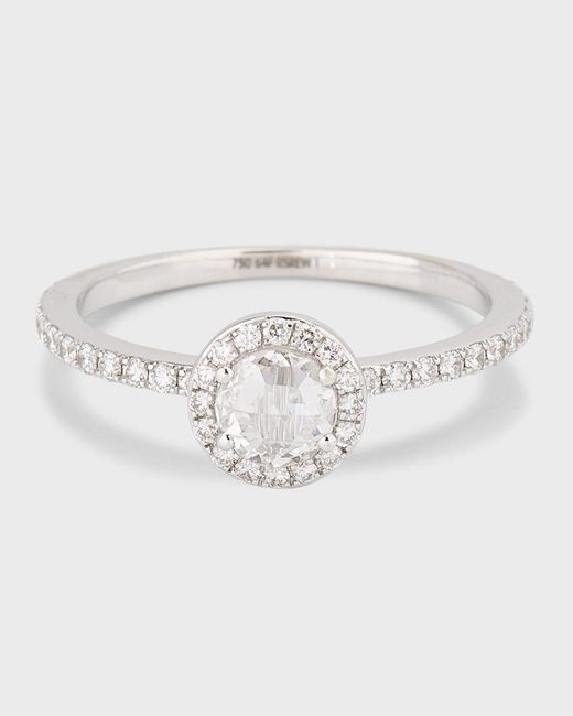 64 Facets 18k White Gold Rose-cut Diamond Ring, Size 6