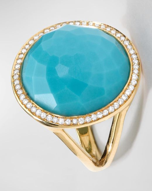 Ippolita Blue Medium Ring In 18k Gold With Diamonds