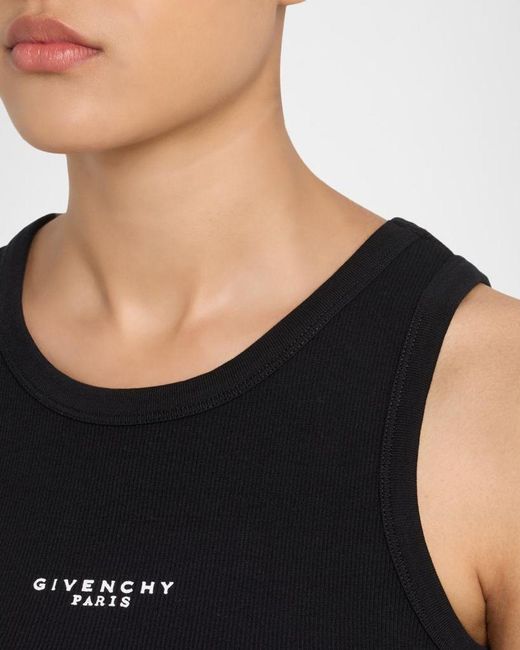 Givenchy Black Logo Ribbed Tank Top