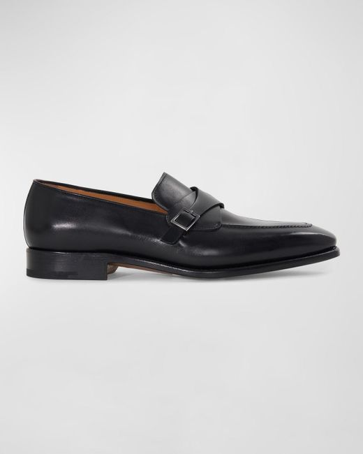 Paul Stuart Black Gideon Leather Venetian Loafers for men