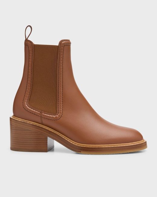 Chloé Brown Mallo Leather Ankle Chelsea Boots