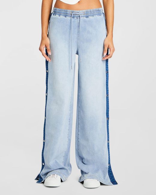 SER.O.YA Blue Gabbi Side-Snap Jeans