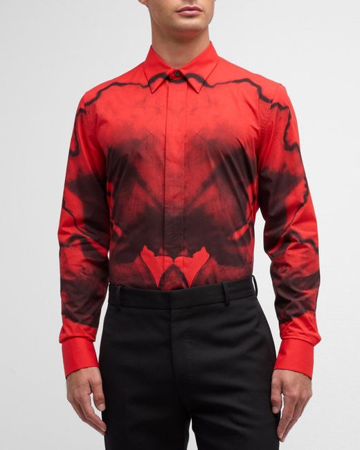 Alexander McQueen Red Orchid-print Sport Shirt for men
