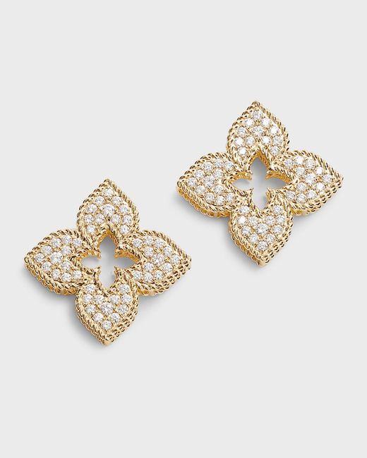 Roberto Coin White 18k Yellow Gold Venetian Princess Diamond Earrings, 20mm