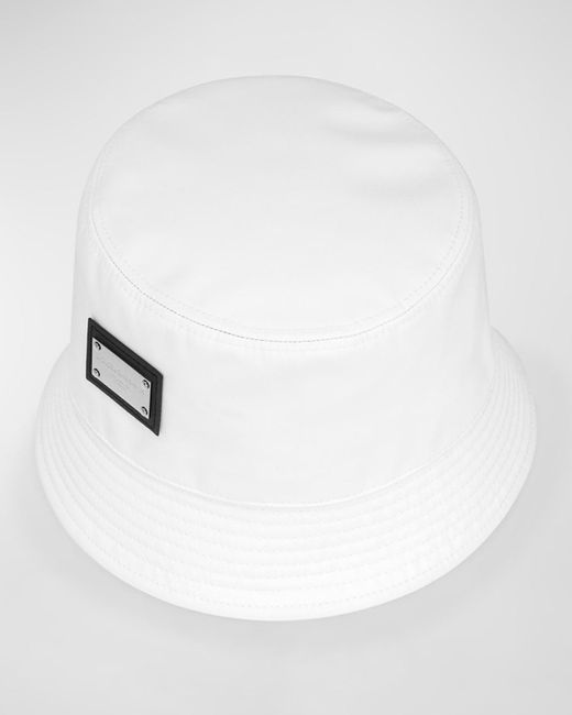 Dolce & Gabbana White Logo Plaque Bucket Hat for men