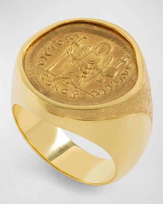Jorge Adeler Metallic 18K Justinian Angel Coin Ring for men