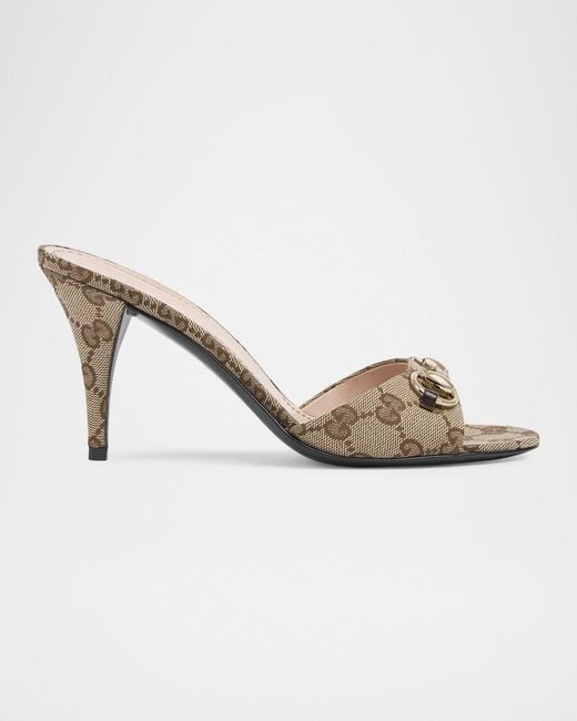 Gucci Women's Black 85Mm Erin Gg Monogram Canvas Mules