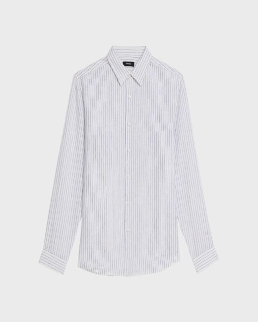Theory White Irving Striped Sport Shirt for men