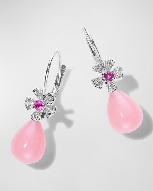Mimi So Pink 18K Diamond And Sapphire Flower Earrings With Opal Drops