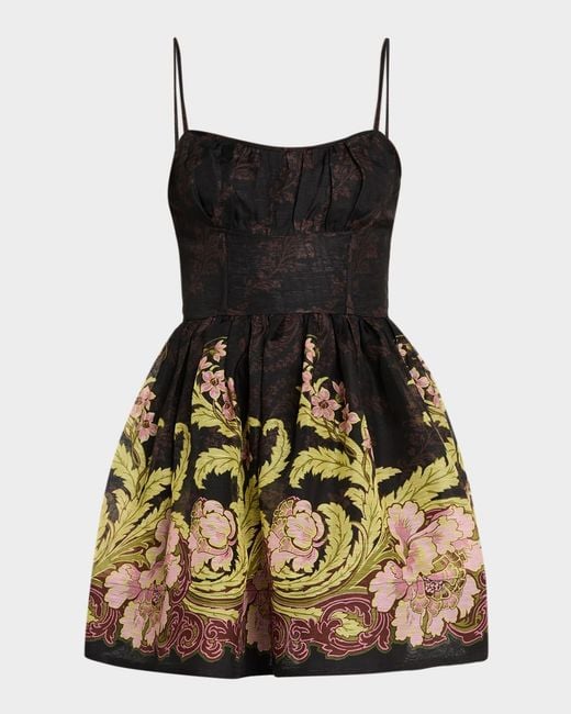 Cara Cara Black Alba Floral Fit-And-Flare Mini Dress