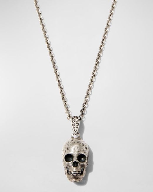 John Varvatos Metallic Skull Pendant Necklace, 24"L for men