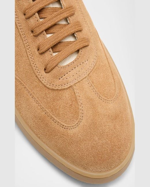 Stuart Weitzman Natural Banner Suede Wingtip-Toe Low-Top Sneakers for men