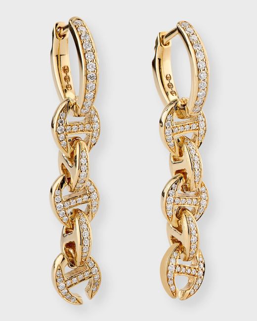Hoorsenbuhs Metallic 18k Yellow Gold 5 Link Diamond Pave Drip Earrings