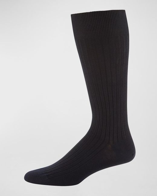 Neiman Marcus Black Core-spun Socks, Crew for men