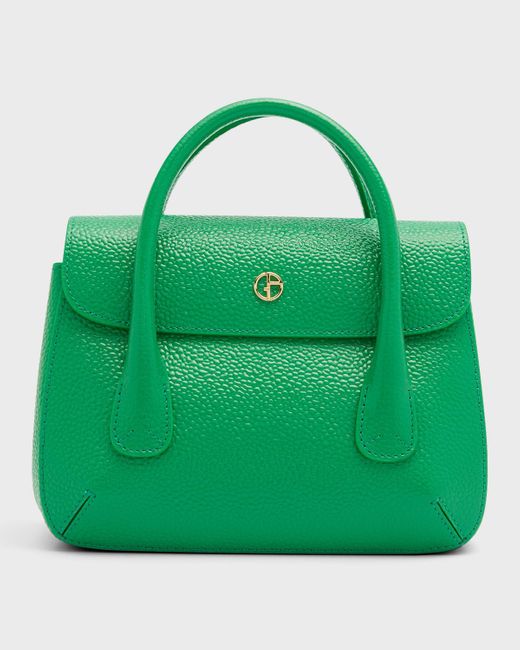 Giorgio Armani Green Mini Textured Leather Top-handle Bag