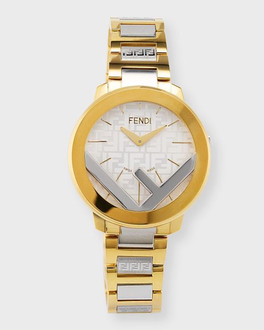 Fendi Metallic F Is 36Mm Two Tone Watch With Bracelet Strap