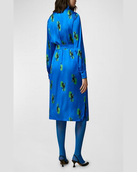 Marina Rinaldi Blue Plus Size Dravenna Floral-Print Midi Shirtdress