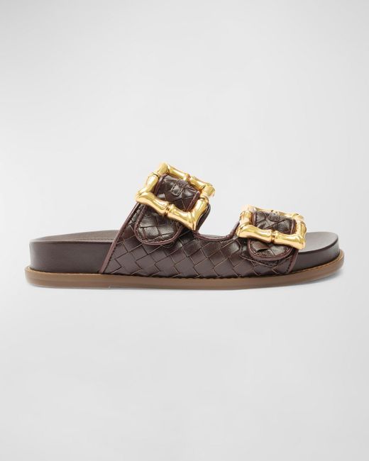 SCHUTZ SHOES Brown Enola Dual-buckle Easy Slide Sandals
