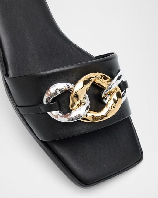 Jonathan Simkhai Black Arlo Chain Leather Flat Slides