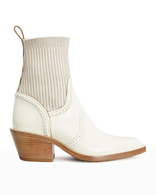 Chloé Nellie Western Sock Ankle Boots in White Lyst