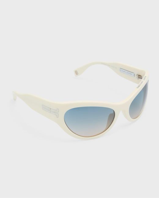 Saint Laurent Blue Ysl Acetate Rectangle Sunglasses