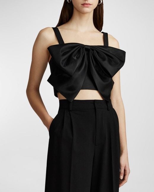 Zac Posen Sleeveless Cropped Bow-front Top in Black | Lyst