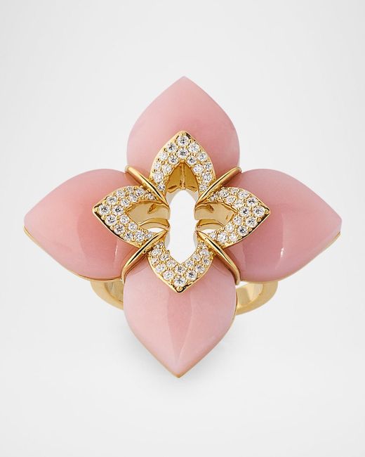 Roberto Coin Pink Souffle 18K Diamond Venetian Princess Ring With Gemstones