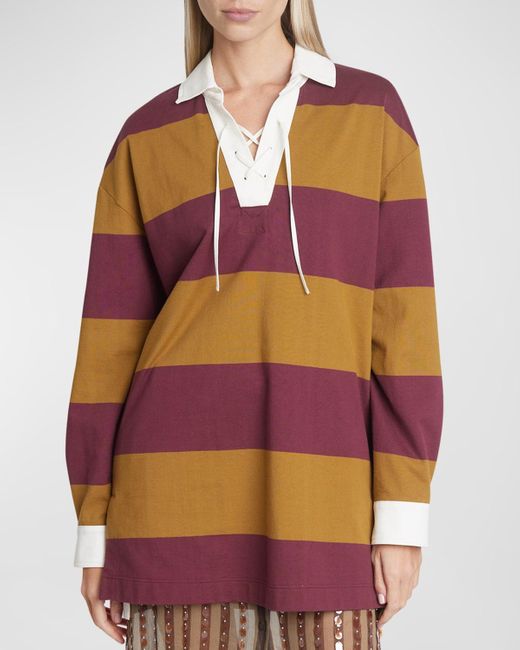 Dries Van Noten Multicolor Chu Oversize Striped Polo Shirt
