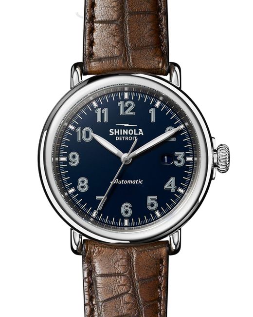 Shinola Metallic 45Mm Runwell Automatic Watch With Alligator Strap for men