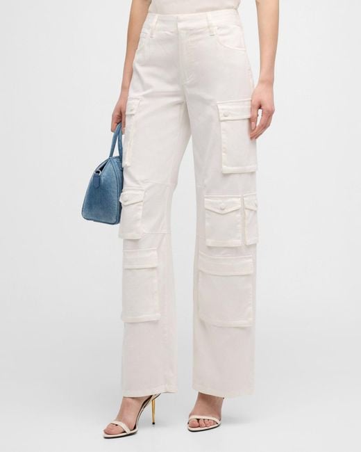 Alice + Olivia White Olympia Mid-Rise Baggy Cargo Pants