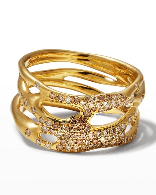 Ippolita Metallic 18k Gold Drizzle Ring With Multi Diamonds