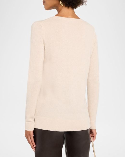 Neiman Marcus Natural Cashmere Basic Crewneck Top