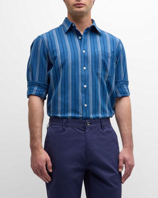 Original Madras Trading Co. Blue Striped Sport Shirt for men
