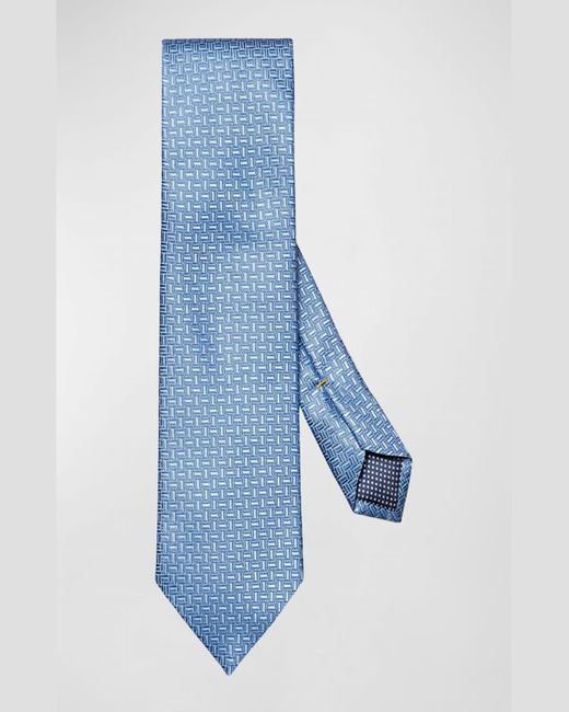 Eton of Sweden Blue Geometric Woven Silk Tie for men