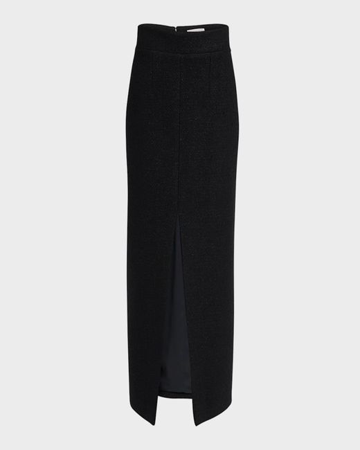 Alexander McQueen Black Tweed Pencil Midi Skirt With Front Slit