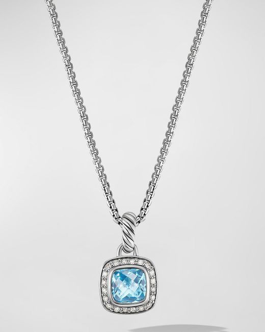 David Yurman White Petite Albion Necklace With Gemstone And Diamonds
